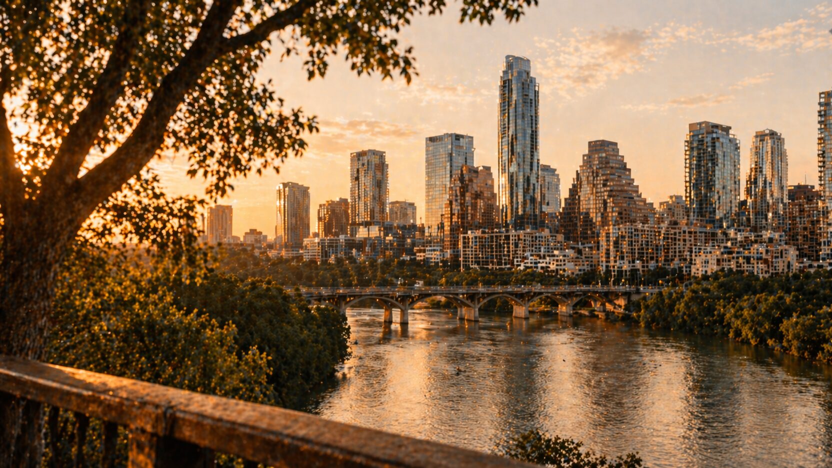 The Austin, Texas skyline at golden hour