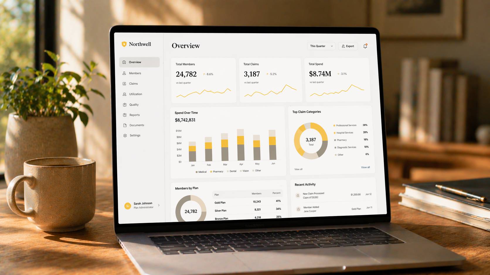 Laptop showing a modern dashboard interface
